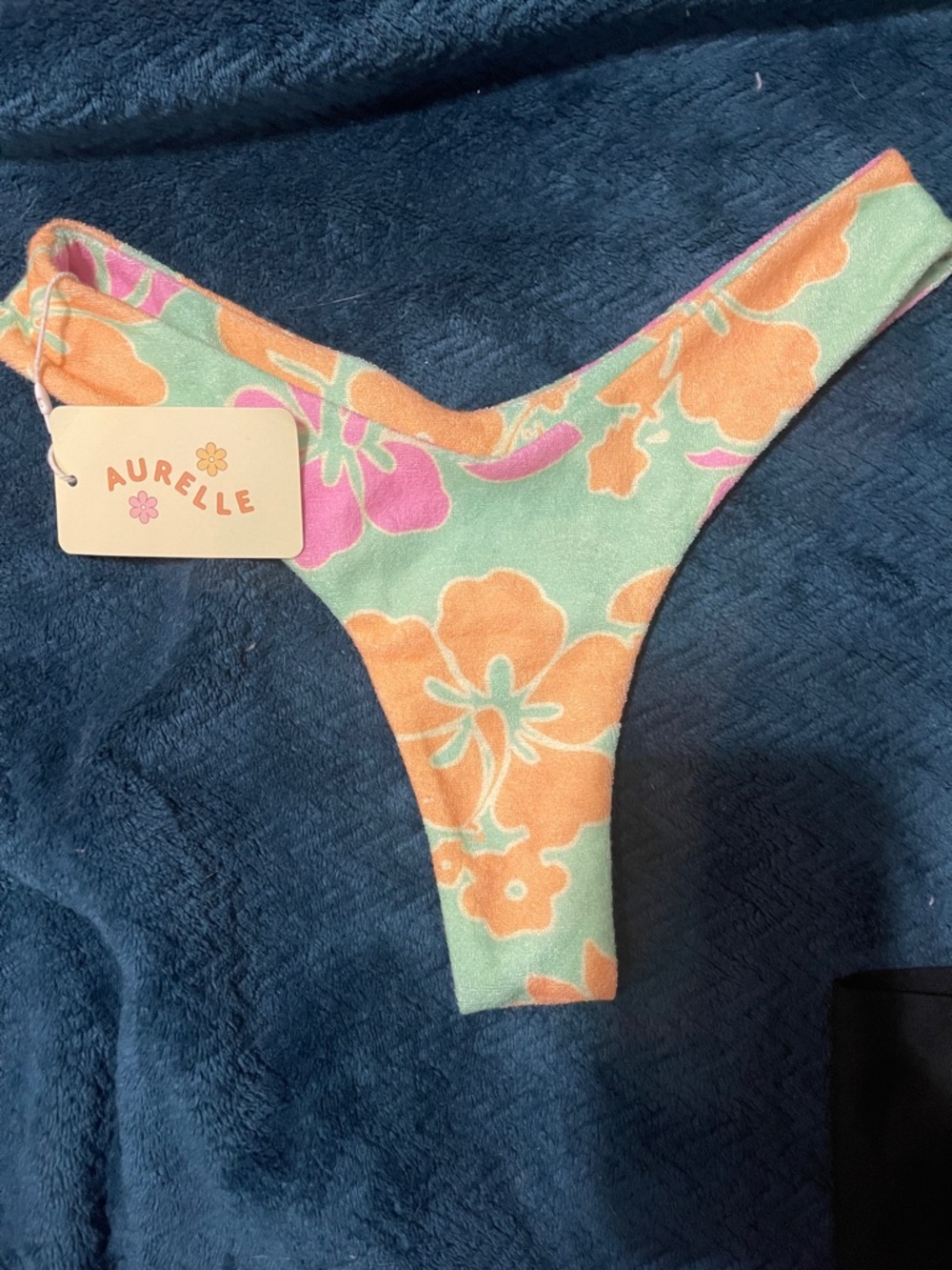 NWT Aurelle Floral Bikini Bottom in Mint, Orange & Pink